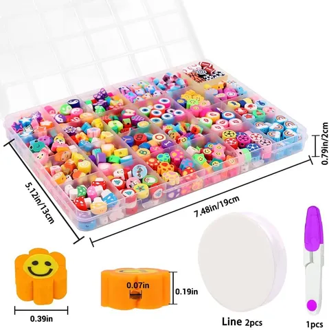 DIY Soft Clay Polymer Beads Kit Colorful Flat Round Spacer Beads For Handmade Bracelets Necklaces Jewelry Making