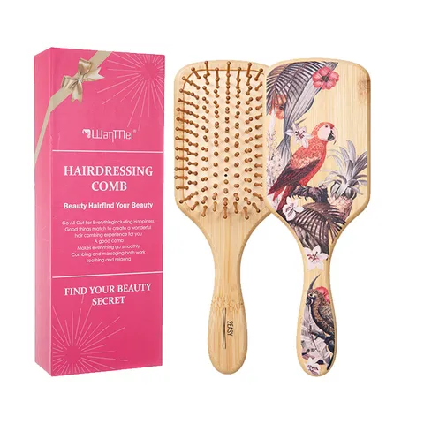Set di Pettini per Capelli Strumenti per lo Styling Con Confezione Regalo di Lusso Pettine in Legno Stampato in 3D Spazzola Rotonda Spazzola Districante Flacone Spray per Donne Ragazze