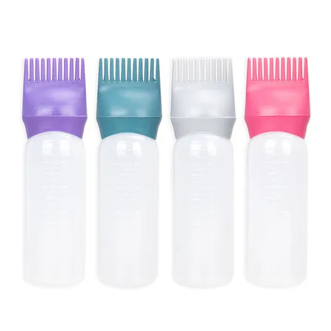 Haarfärbe-Applikatorflasche Aus Kunststoff Mit Kamm Graduierte Kopfhautbehandlungsflasche Quetschbar Für DIY-Salon