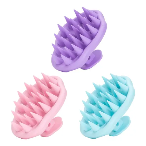 Soft Silicone Scalp Massager Shampoo Brush Hair Scrubber For Head Skin Cleaning Petal Shape Manual Head Massage Tool