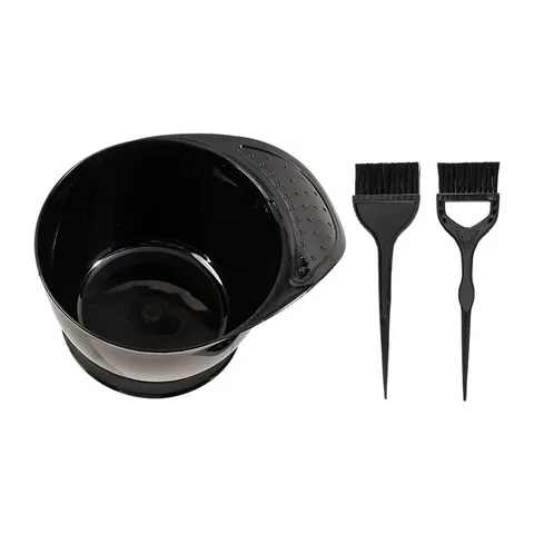 Professional Plastic Hair Coloring Dye Bowl and Brush Set Black Hair Tinting Tool Kit Mixing Bowl Hairbrush Set for Salon DIY