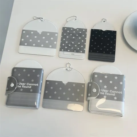 Tarjetero Fotográfico Transparente PVC 3 Pulgadas Mini Álbum de Fotos Diseño Estrellado Colgante Llavero Papelería Creativa