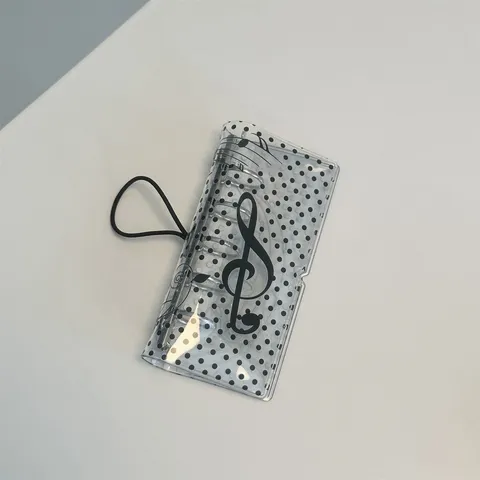 Quaderno a Fogli Mobili in PVC Trasparente Simpatico Pois Nota Musicale Raccoglitore Memo Libro Diario Manuale Cancelleria Studente