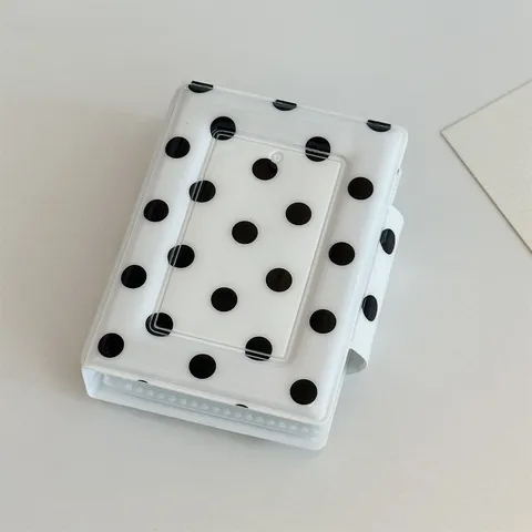 Tragbares Mini Polka Dot Fotoalbum PVC Klares Taschen Kartenbuch Schüler Idol Fotokartenhalter Aufbewahrung
