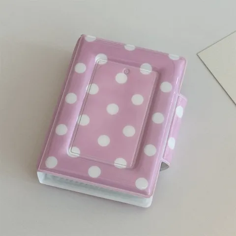 Tragbares Mini Polka Dot Fotoalbum PVC Klares Taschen Kartenbuch Schüler Idol Fotokartenhalter Aufbewahrung