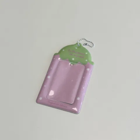 Portatarjetas de Fotografía de Estudiante de PVC de Fresa Lindo Protector de Tarjeta de Idolo Transparente Estuche de Tarjeta de Autobús Con Colgante de Cadena de Cuentas