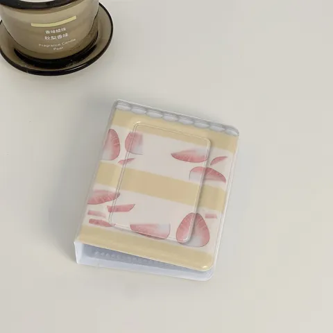 Ins Style Cute Strawberry Cream PVC Mini 3 Inch Photo Album Polaroid Card Holder ID Card Storage Book Collect Book