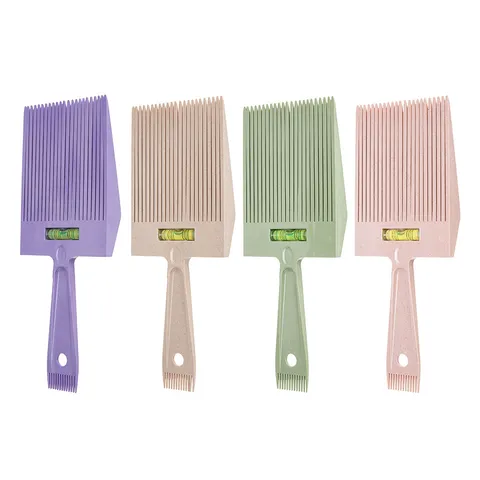 Professioneller Flat-Top-Barbierkamm Mit Eingebauter Wasserwaage Weizenstroh ABS Balance Kamm Für Herren Hairstylisten Präzises Haarschneidewerkzeug