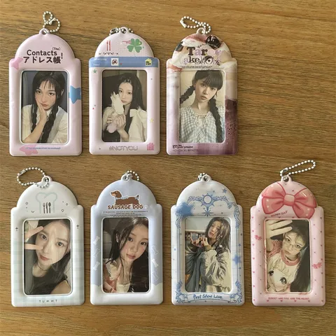 Estilo Ins Lindo Perro Lazo PVC Tarjetero Fotográfico Protector de Tarjeta de Identificación Con Cadena de Cuentas Funda de Almacenamiento para Tarjeta de Estudiante