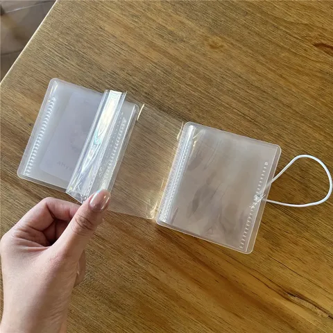 Mini Foldable Photo Album Transparent Frosted Card Holder Accordion Style PP Plastic Portable Storage Book For Pictures
