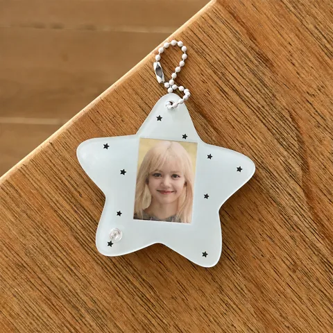 Acrylic Star Card Holder Transparent 1-Inch Photocard Holder Cute Keychain Pendant Student ID Photo Protector Decorative Charm