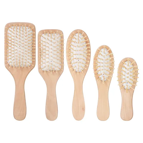 Spazzola per Capelli in Legno di Loto Naturale Pettine a Cuscino d'Aria per Massaggio al Cuoio Capelluto Mini Spazzola Piatta Portatile