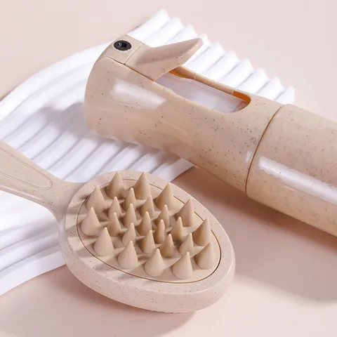 Wheat Straw Hair Comb Detangling Brush Scalp Massage Hairbrush Continuous Spray Bottle Eco Friendly Hair Tool Set For Women Home Travel
