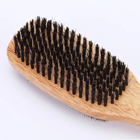 Men Double Sided Beard Brush Beech Wood Boar Bristle Nylon Hair Grooming Comb Multipurpose Daily Cleaning Hair Styling Tools
