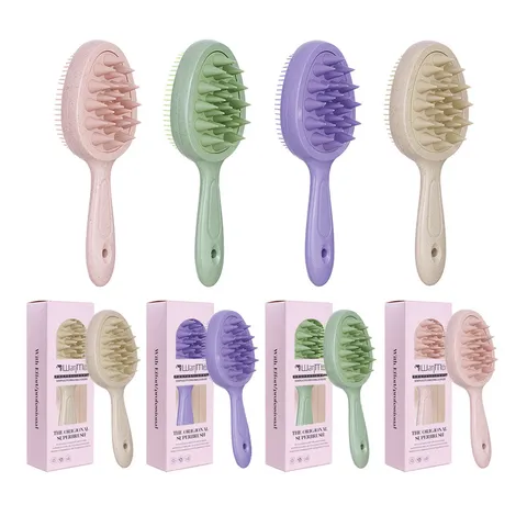 Spazzola per Massaggio del Cuoio Capelluto a Doppia Faccia Pettine per Lavare i Capelli con Manico Lungo in ABS e Silicone Spazzola per Shampoo per la Cura del Cuoio Capelluto