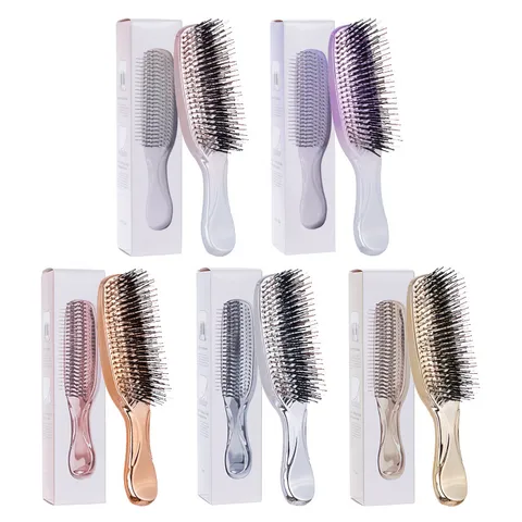 Spazzola per Massaggio al Cuoio Capelluto Pettine Districante Portatile per Capelli Bagnati Secchi ABS Spazzola Galvanica Donna