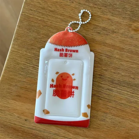 Porte-carte Photographie PVC Hash Brown Fromage Créatif Mignon Étui de Protection pour Carte d'Idole Sac d'École Pendentif