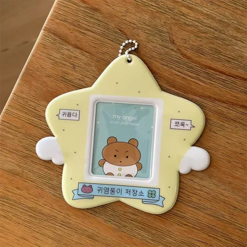 Mignon Ange Chat Lapin Cœur Étoile Polaroid Porte-Photocarte PVC Protecteur de Carte d'Idole Pendentif d'Affichage Scolaire