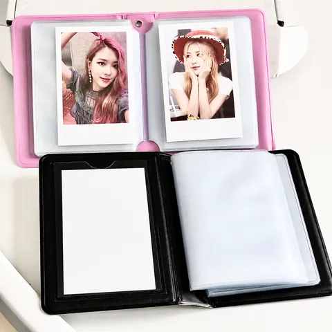 Style Ins Doux Frais Chaîne Cœur PVC Porte-Photocarte 3 Pouces Mini Album Photo Livre de Rangement pour Photocarte d'Idole Classeur Mignon