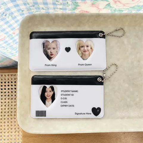 Ins Style Devil Angel Heart Photo Card Holder Cute Acrylic Keychain Pendant Student ID Protector Case For Photocards
