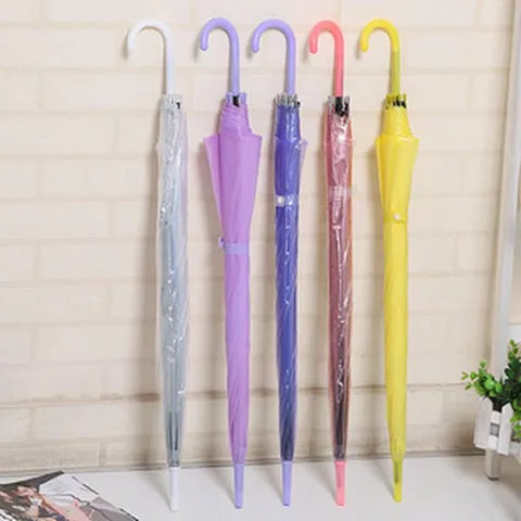 Transparent Long Handle Umbrella Colorful Straight Pole Automatic Umbrellas Advertising Gift Umbrella For Outdoor Rain