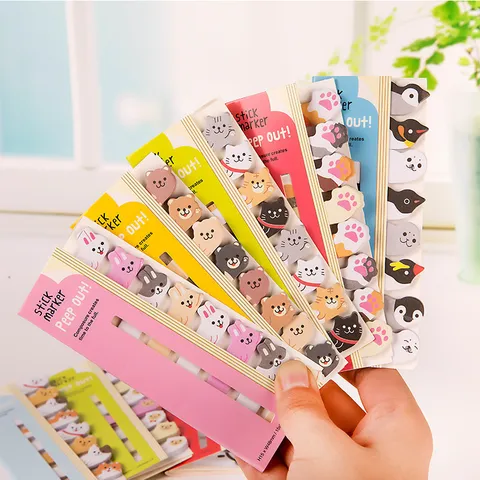 Cute Animal Sticky Notes Cartoon Memo Pads Bookmark Student Stationery Set