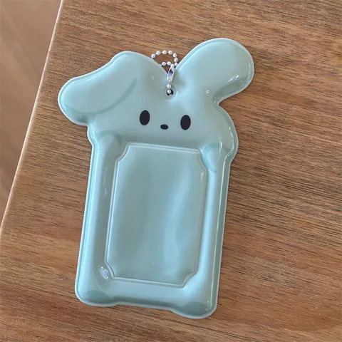 Porte-carte Photo de Dessin Animé Mignon Ins Transparent PVC Protecteur de Carte de Bus Avec Chaîne de Perles Pendentif de Stockage de Photo d'Idole