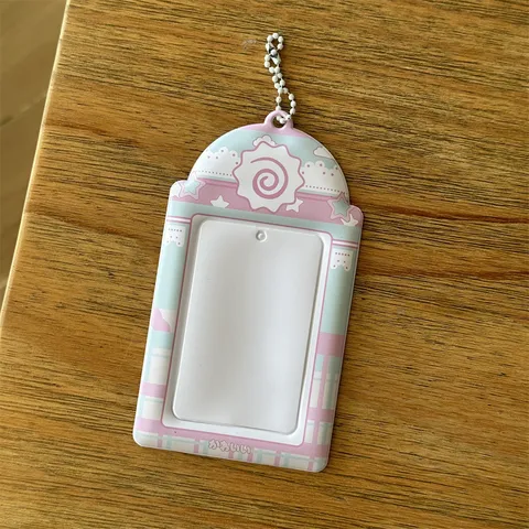 Ins Rosa Leopardo Trébol Titular de Tarjeta Fotográfica de 3 Pulgadas Funda Protectora de Tarjeta Linda Con Cadena de Cuentas