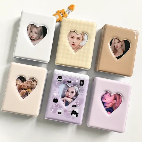 Mini Tarjetero de Fotos de 3 Pulgadas PVC Álbum de Fotos Lindo Animal de Dibujos Animados Corazón Hueco Libro de Almacenamiento Kpop