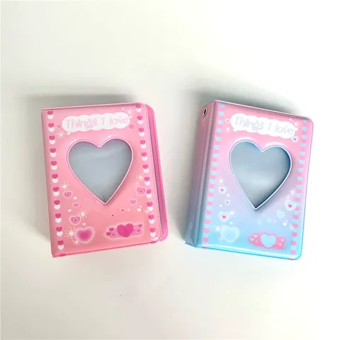 Mini Album Photo Ins Dégradé Cœur Creux Photocard Holder Idol Kpop Photocard Storage Book Mignon Classeur