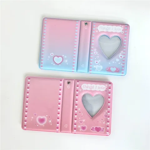 Mini Album Photo Ins Dégradé Cœur Creux Photocard Holder Idol Kpop Photocard Storage Book Mignon Classeur