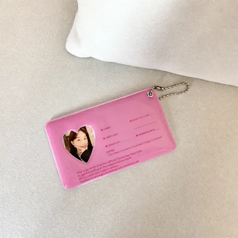 Ins Transparent Acrylic Photo Card Holder 1 Inch Heart Star Photocard Holder Keychain Pendant Cute Stationery Accessories