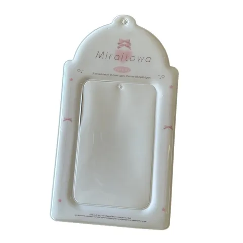 Porte-Carte A5 en PVC avec Nœud Blanc Support d'Affichage de Photocard d'Idole Suspendu Jolie Housse de Carte Kpop Protecteur Décoratif