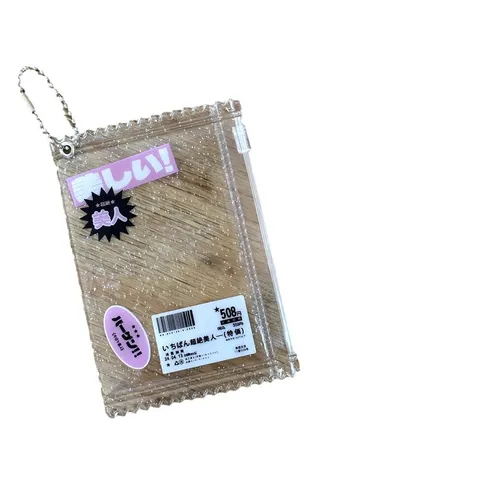 Korean Ins Style Glitter Transparent PVC Candy Shape Card Holder 3 Inch Idol Photocard Protector Zipper Storage Pouch With Chain