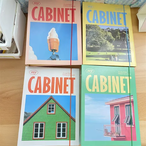 A5 Loose Leaf Notebook Binder Photocard Holder Vintage Landscape Hard Cover With Elastic Band