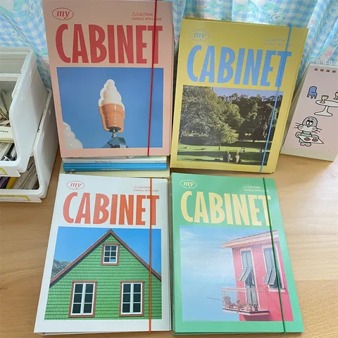 A5 Loose Leaf Notebook Binder Photocard Holder Vintage Landscape Hard Cover With Elastic Band