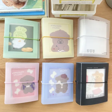 Mini Transparentes Mattiertes Fotoalbum PVC Fotokartenhalter Kpop Idol Album Aufbewahrungsbuch Mit Bandverschluss