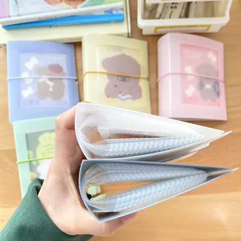 Mini Transparentes Mattiertes Fotoalbum PVC Fotokartenhalter Kpop Idol Album Aufbewahrungsbuch Mit Bandverschluss