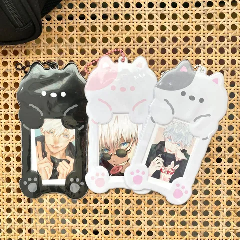 Lindo Tarjetero de Animales de Dibujos Animados Protector de Fototargeta de 3 Pulgadas Portatarjetas de Identificación con Llavero