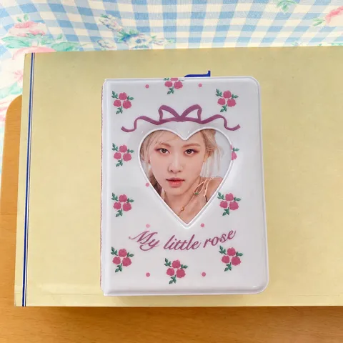 Ins Style Rose Bow Polaroid Photo Mini Album PVC Photocard Holder Transparent Card Sleeve With Keychain
