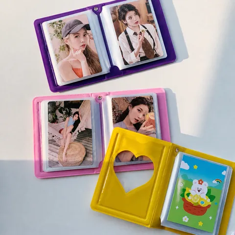 Lindo Oso Crema Encaje Mini Álbum de Fotos Bolsillo Kpop Idol Tarjetero de Fotos Libro de Almacenamiento Lindo Papelería