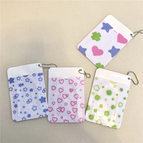 Porte-Carte Photo Transparent en PVC Étui de Protection pour Cartes d'Idole Avec Porte-Clés Étui Transparent pour École Bureau