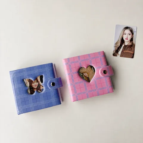 Ins Stijl Mini Losbladig Fotoalbum Schattig Ruitjes Vlinder Hart Uitgesneden Map Fotokaart Opslag Boek Voor Idool Kaarten