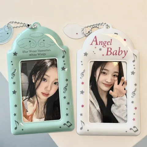 Original Angel Baby Alas 3 Pulgadas PVC Tarjetero de Identificación Estudiante Protector de Tarjeta de Autobús Transparente Colgante de Bolsa
