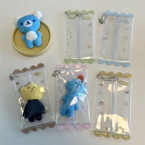 Bolsa de Muñeca de Caramelo de PVC Transparente Bolsa de Almacenamiento A Prueba De Polvo Con Cadena de Cuentas de Metal