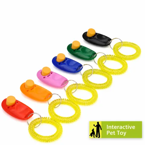 Portable Plastic Pet Training Clicker Dog Obedience Agility Training Tool With Wrist Strap Multi Color Pet Supplies
