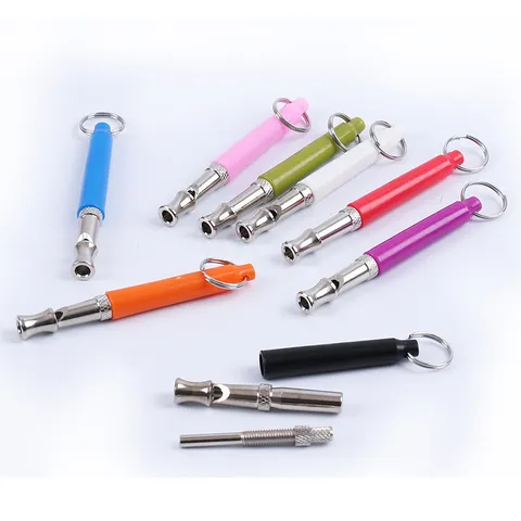 Silbato de Entrenamiento para Perros de Mascota Ultrasónico de Metal Antiladridos Frecuencia Ajustable Herramienta de Recordatorio de Cachorros Con Cordón Negro