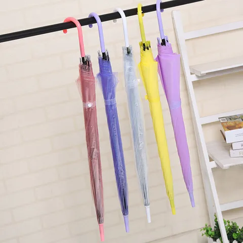 Transparent Long Handle Umbrella Colorful Straight Pole Automatic Umbrellas Advertising Gift Umbrella For Outdoor Rain