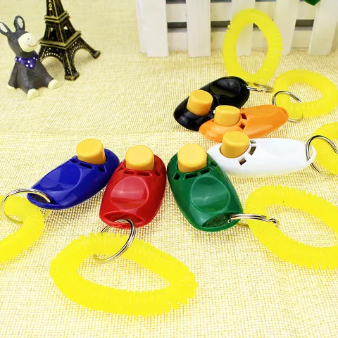 Pet Training Clicker Plastic Dog Obedience Training Tool Portable Puppy Behavior Aid Trainer With Elastic Wrist Strap