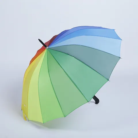 Rainbow Long Handle Umbrella Automatic Windproof Large Business Rain Umbrella Colorful Striped Umbrella For Daily Use